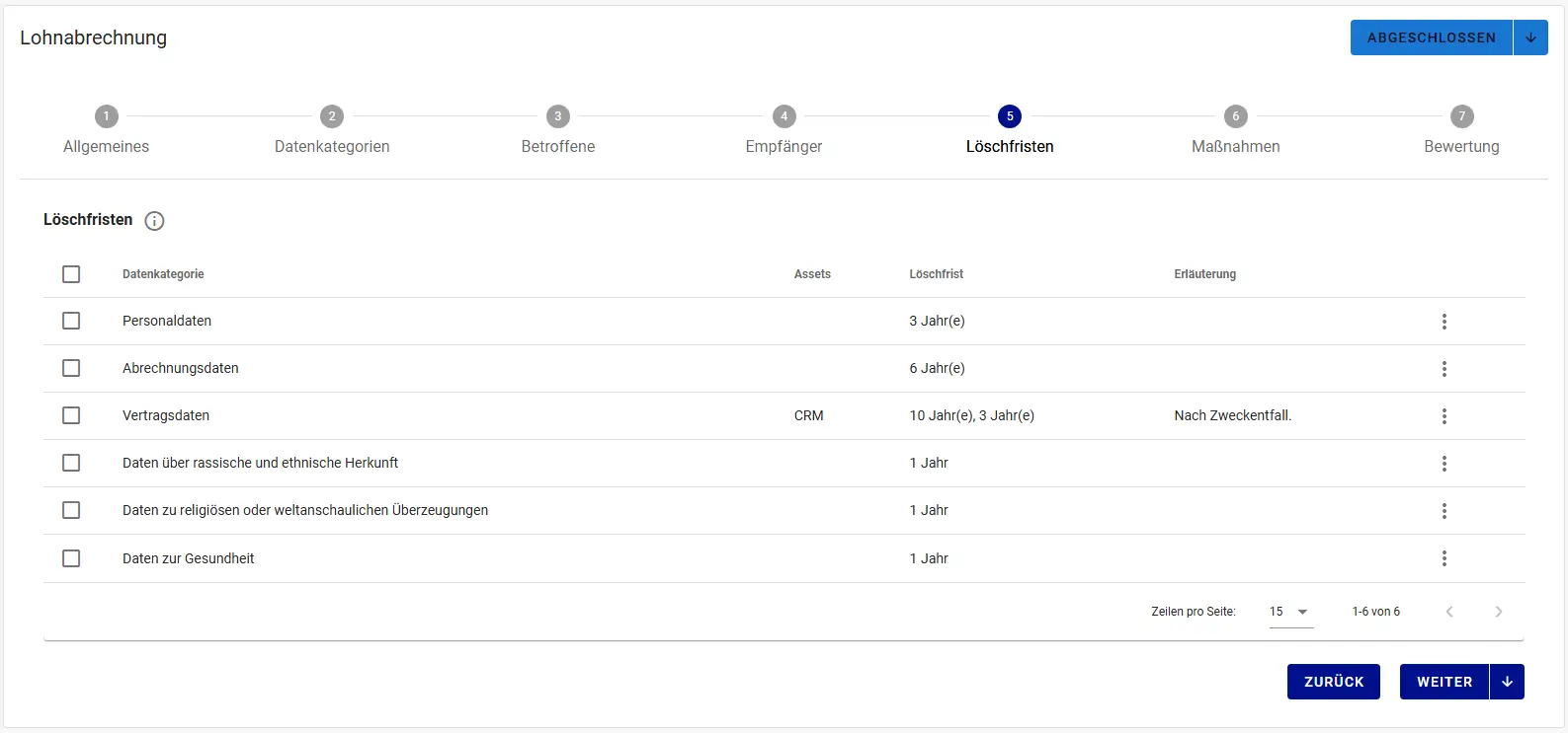 Verzeichnis von Verarbeitungstätigkeiten
